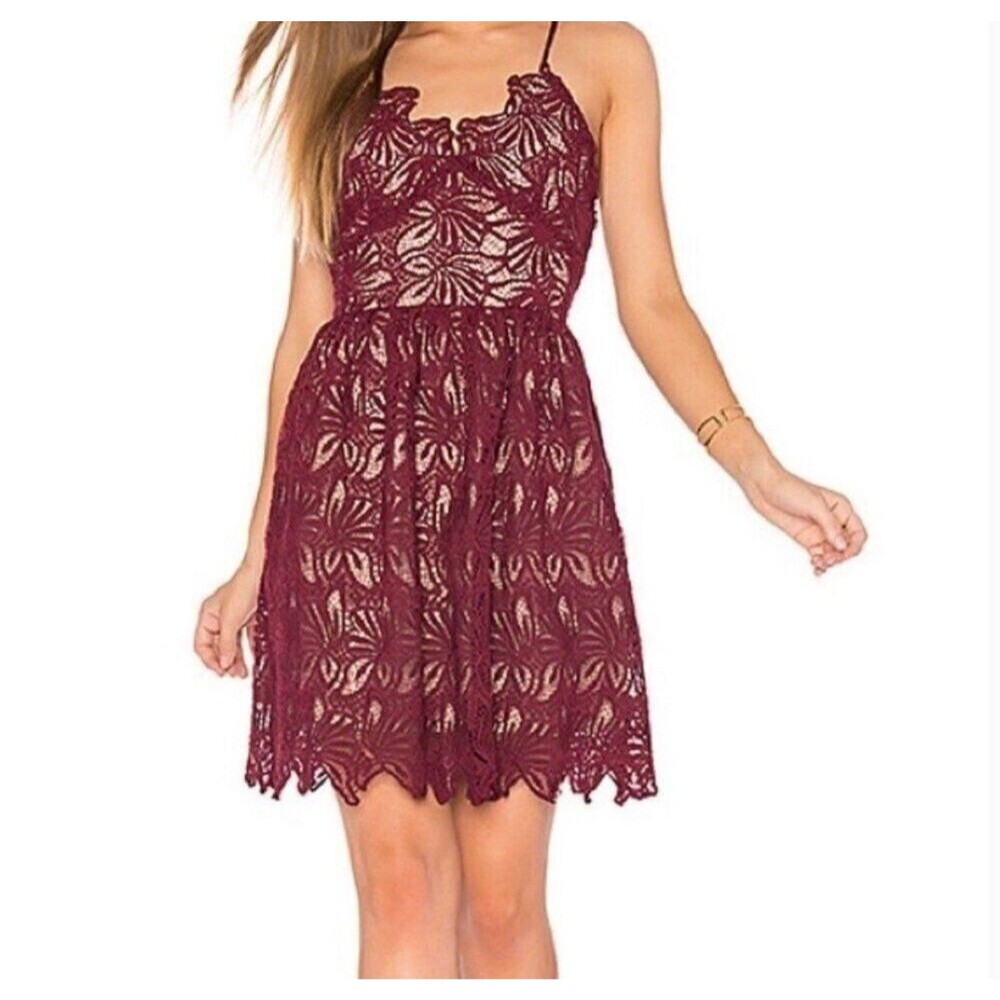 J.O.A. Lace Halter Neck Mini Dress